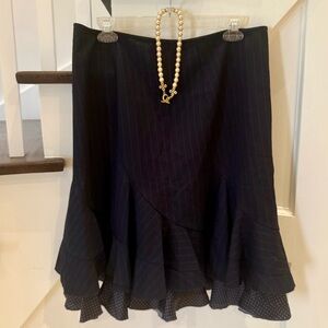 DKNY Jeans Pinstripe Ruffle Hem Skirt Size 10